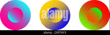 colorful halftone circles design elements. Vector illustration Stock Vector