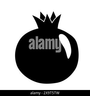 Black silhouette of pomegranate, fruit glyph icon flat vector illustration Stock Vector