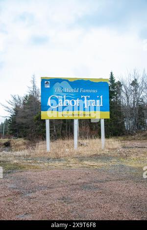 Cabot Trail sign on NS 104 in Aulds Cove, Nova Scotia, Canada Stock ...