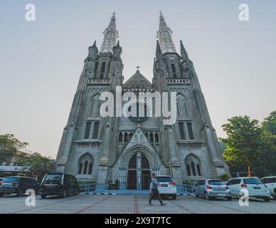 Jakarta, Indonesia - May 8th, 2024. Jakarta Cathedral, a Neo-Gothic Catholic cathedral in Jakarta, Indonesia. Stock Photo