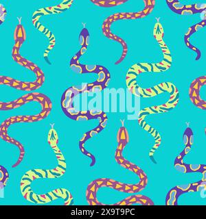 Seamless pattern with snakes. Vector illustration in simple contemporary boho style. Stock Vector