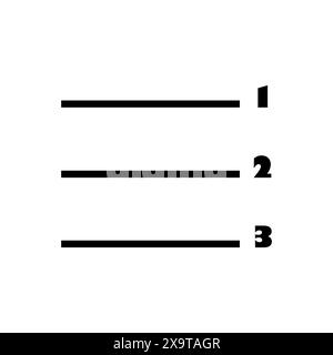 Numbered list icon. Horizontal lines. Monochrome design. Vector symbol. Stock Vector