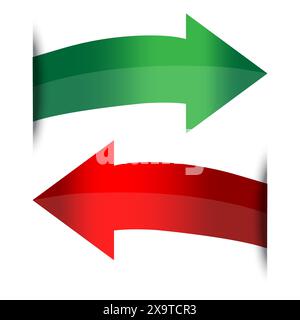 Red and green arrows. Gradient fill. Opposite directions. Vector illustration. Stock Vector