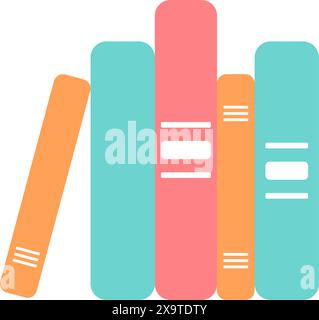 Simple colourful set of books sitting in a row in vector Stock Vector