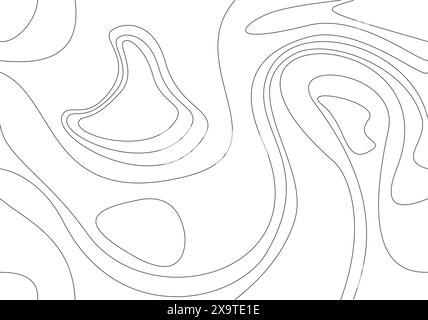 Topographic contour lines as found on a map showing hills and valleys in vector Stock Vector