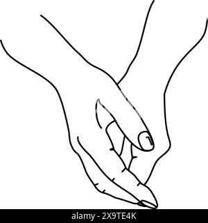 Two hands clasped together in line art vector Stock Vector