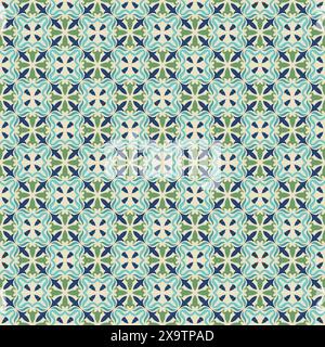 Floral Vintage Tile Seamless Pattern Design, Geometric Seamless Pattern Design Stock Vector