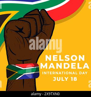 hand drawn nelson mandela international day illustration vector Stock ...
