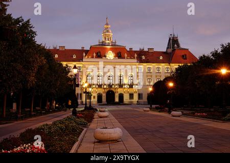 'Zupanija' The County Hall of Sombor was built in 1808 at night, Vojvodina, Serbia Stock Photo