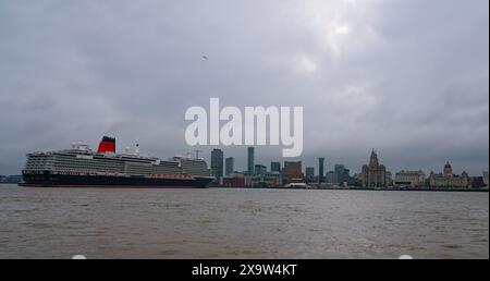 Cunard's Queen Anne sailing into the Mersey, ahead of a naming ceremony at Liverpool Pier Head, as part of an introductory 'lap of honour' voyage around the British Isles. Picture date: Monday June 3, 2024. Stock Photo