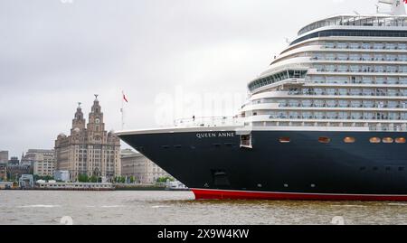 Cunard's Queen Anne sailing into the Mersey ahead of a naming ceremony at Liverpool Pier Head, as part of an introductory 'lap of honour' voyage around the British Isles. Picture date: Monday June 3, 2024. Stock Photo