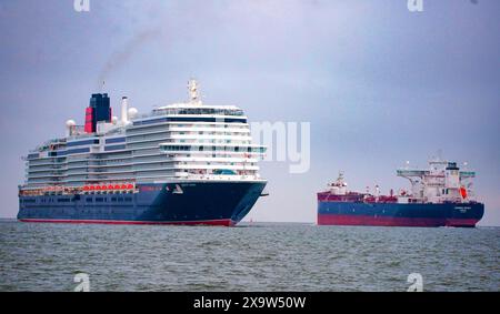 Cunard's Queen Anne sailing into the Mersey ahead of a naming ceremony at Liverpool Pier Head, as part of an introductory 'lap of honour' voyage around the British Isles. Picture date: Monday June 3, 2024. Stock Photo