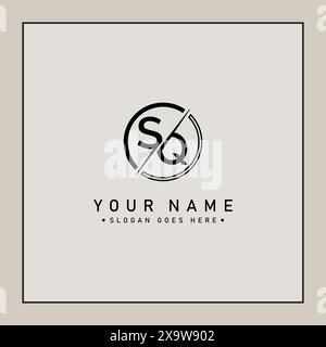 Creative Logo for Initials SQ in Monogram Style - Vector Template for Initial Letter S and Q Stock Vector