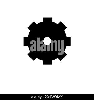 Machine Gear, Machinery Mechanism Solid Flat Vector Icon Isolated on White Background. Stock Vector
