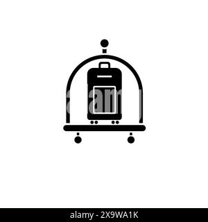 Baggage, Luggage, Suitcases Trolley Solid Flat Vector Icon Isolated on White Background. Stock Vector