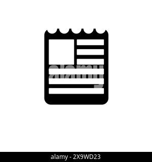 Document File, Torn Brochure Solid Flat Vector Icon Isolated on White Background. Stock Vector