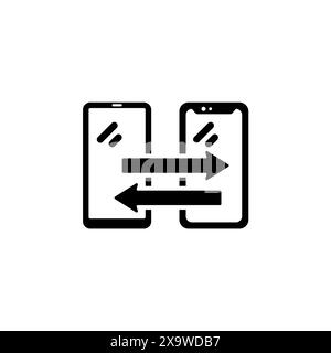 Contactless Payment Mobile Phones, Transferring Money Solid Flat Vector Icon Isolated on White Background. Stock Vector