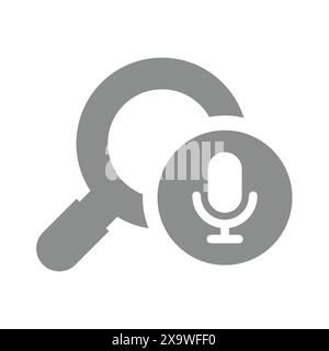 Voice search vector icon. Speech recognition with microphone symbol. Stock Vector