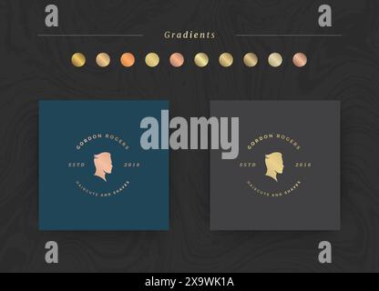 Elegant luxury brand logo design template. Modern minimalism style with golden gradients. Vector illustration. Stock Vector