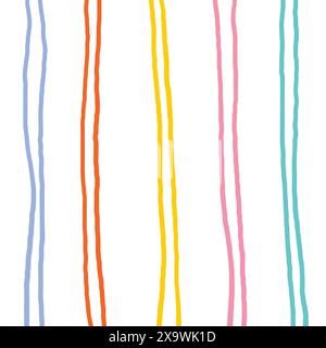 Vector hand drawn cute striped pattern. Doodle Plaid geometrical simple texture. uneven sloppy lines. Abstract cute delicate pattern ideal for fabric, Stock Vector