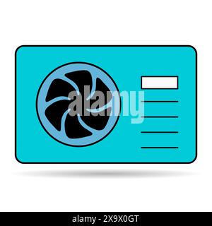 Heat pump air source shadow icon, cooling electric system machine, cool web vector illustration . Stock Vector