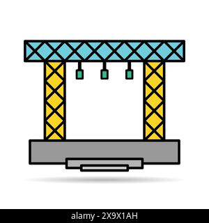 Stage scene constructions shadow icon, web frame podium sign, show design vector illustration . Stock Vector