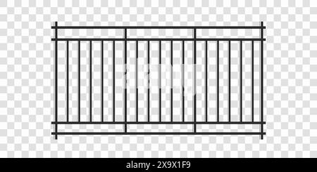Metal fence. Prison bars. Realistic lattices. Vector illustration isolated on transparent background. Stock Vector
