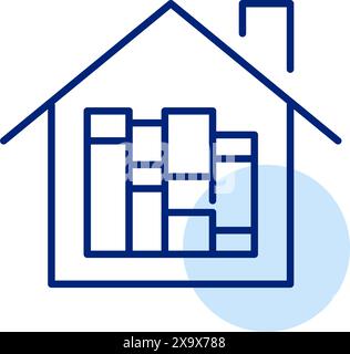 Book shelf inside a house. Home library. Reading and studying. Pixel perfect, editable stroke icon Stock Vector