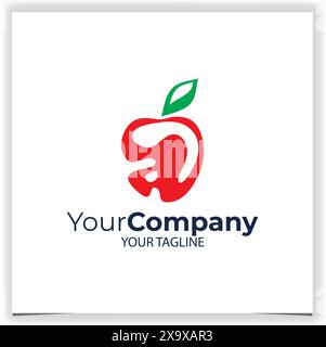 Vector red apple with letter a logo design template Stock Vector