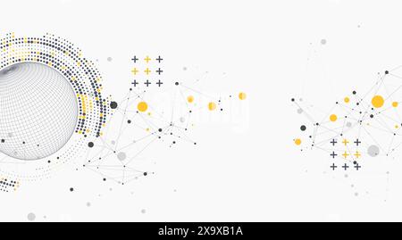 Abstract sphere background with plexus effect. 3D surface. Vector illustration. Stock Vector