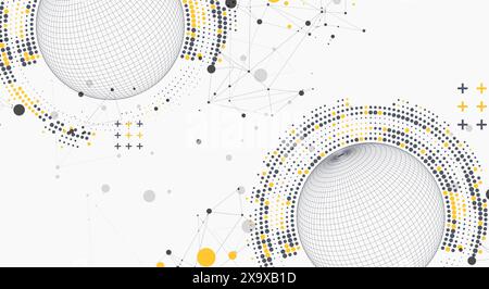 Abstract sphere background with plexus effect. 3D surface. Vector illustration. Stock Vector