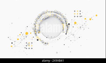 Abstract sphere background with plexus effect. 3D surface. Vector illustration. Stock Vector