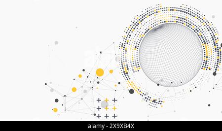 Abstract sphere background with plexus effect. 3D surface. Vector illustration. Stock Vector