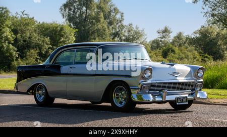 Stony Stratford,UK - June 2nd 2024: 1956 Chevrolet Belair classic American car driving on a British country road Stock Photo