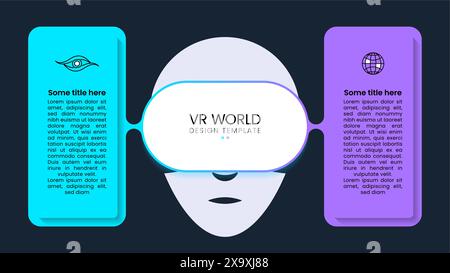 Infographic template with icons and 2 options or steps. Virtual reality concept. Can be used for workflow layout, diagram, banner, webdesign. Vector i Stock Vector