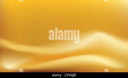 3d design with silk texture cloth background. Gold colored fabric. Luxurious satin fabric. Product advertising design. Vector realistic illustration. Stock Vector
