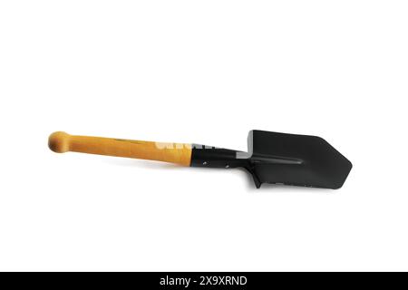 Black sapper blade. Close-up. Isolated on white background. Stock Photo