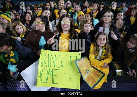 Sydney, Australia. 03rd June, 2024. Fans during the Women's Friendly match between CommBank Matildas (Australia Women) and China PR Women at the Accor Stadium, Sydney, Australia on 3 June 2024. Photo by Peter Dovgan. Editorial use only, license required for commercial use. No use in betting, games or a single club/league/player publications. Credit: UK Sports Pics Ltd/Alamy Live News Stock Photo