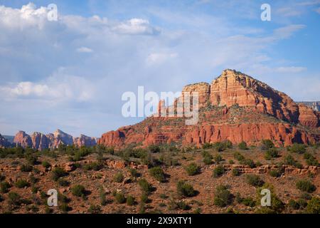 Cathedral Rock and high clouds in Sedona, Arizona Stock Photo