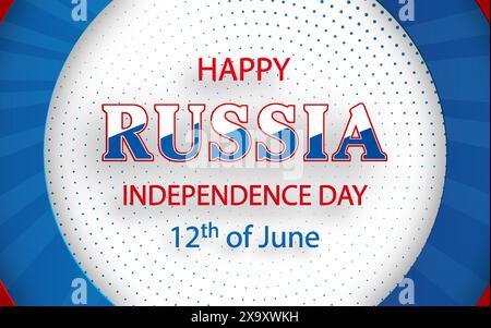 Happy Independence day of Russia card with bleu and red paper cut style on white color background for festive national’s anniversary of Russia, on the Stock Vector