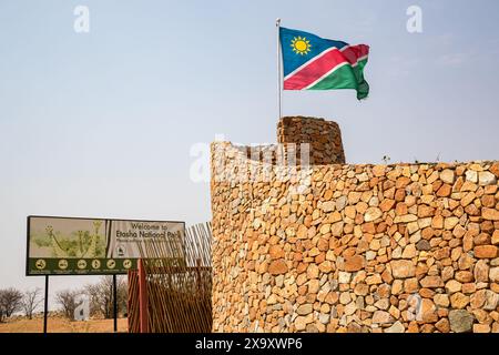 Namibia, Kunene Region, Etosha National Park, Galton Gate Stock Photo