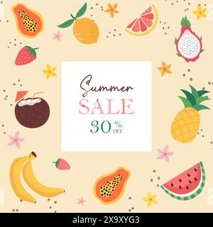 Summer sale banners and posters. Set of vector illustrations for web and social media banners, print material, newsletter designs, coupons, marketing. Stock Vector