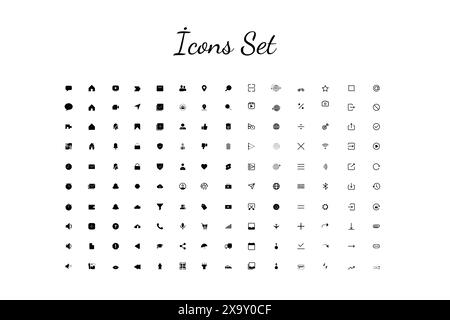 Vector ui universal icons set concept. Icons set collection. Network icons pack Stock Vector