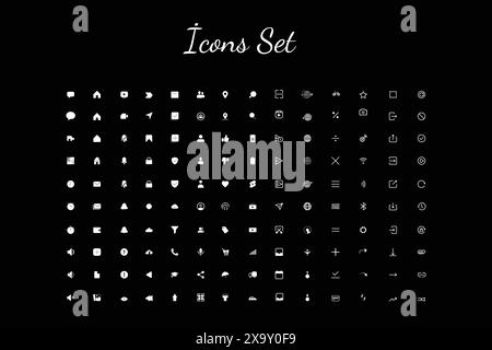 Vector ui universal icons set concept. Icons set collection. Network icons pack Stock Vector
