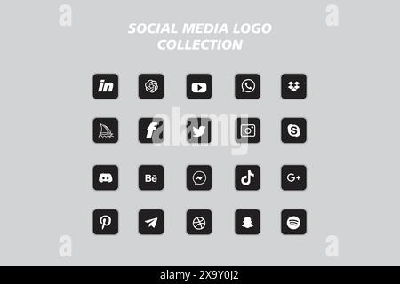 Popular social network logo icon collection. Social media icon pack Stock Vector