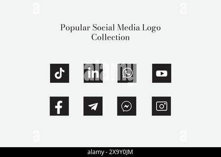 Popular social network logo icon collection. Social media icon pack Stock Vector