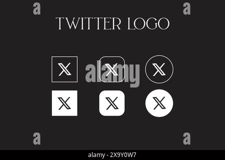 Twitter social network logo icon collection. X new logo icon twitter Stock Vector