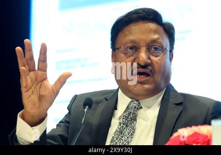 New Delhi, India. 03rd June, 2024. Chief Election Commissioner of India, Rajiv Kumar addresses a press conference. He told media that in the Lok Sbaha election 2024 country created a world record with 642 Million (64.2 crore) voters cast their vote in seven phases election. Credit: SOPA Images Limited/Alamy Live News Stock Photo