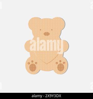 Teddy bear plaster for wounds, vector Stock Vector