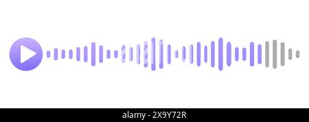 Sound record wave, talk, voice chat, phone app screen, audio player button isolated on white background. Simple media equalizer, podcast decibel sound track. Vector illustration Stock Vector